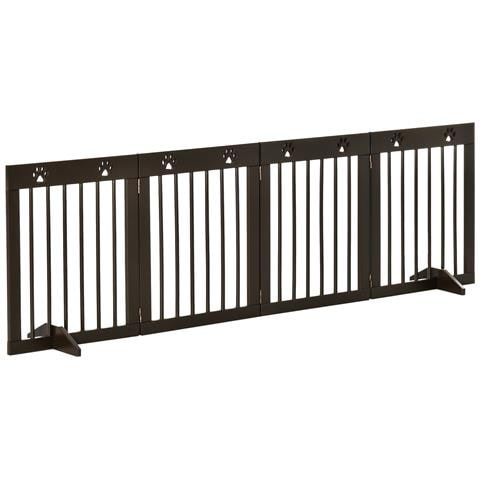 Cancellino Per Cani Taglia Piccola Pieghevole, In Legno Di Pino, 204x30x61 Cm, Marrone - Foto 1