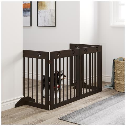 Cancellino Per Cani Taglia Piccola Pieghevole, In Legno Di Pino, 204x30x61 Cm, Marrone - Foto 2