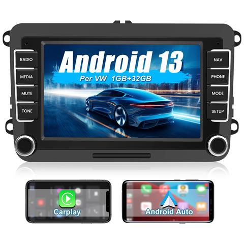 Autoradio 13 Android Carplay /android Auto Per Vw Golf 5 6 Plus Polo Passat Tiguan Touran Seat, [1g+32gb] Car Radio Gps Bluetooth Wifi Fm Rds Eq Comandi Al Volante - Foto 1