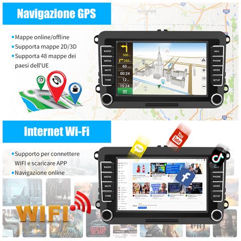 Autoradio 13 Android Carplay /android Auto Per Vw Golf 5 6 Plus Polo Passat Tiguan Touran Seat, [1g+32gb] Car Radio Gps Bluetooth Wifi Fm Rds Eq Comandi Al Volante - Foto 7