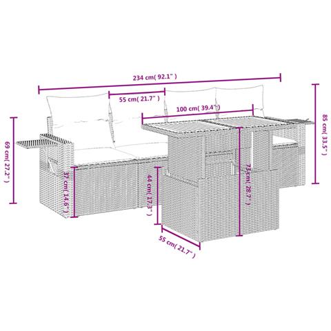 Set Divano Da Giardino 5 Pz Con Cuscini Grigio In Polyrattan - Foto 2