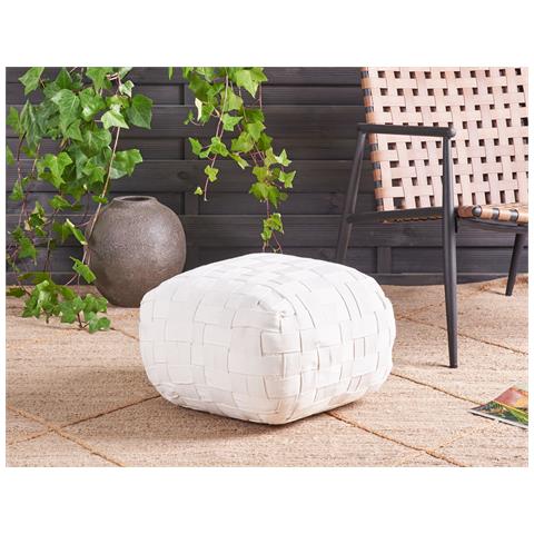 Pouf Bodla Materiale Sintetico Bianco - Foto 1