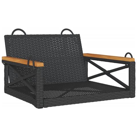 Panchina a Dondolo Nera 63x62x40 cm in Polyrattan - Foto 1