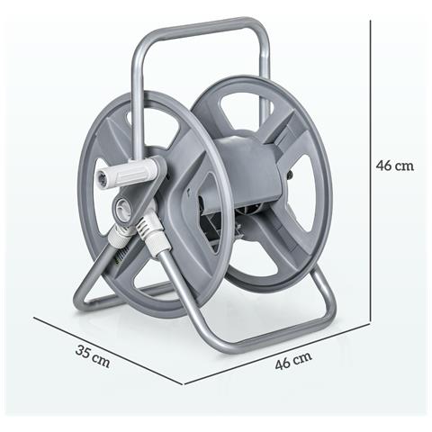 Avvolgitubo da Giardino a Parete e Autoportante per 40m di Tubo con Manovella, Grigio - Foto 6