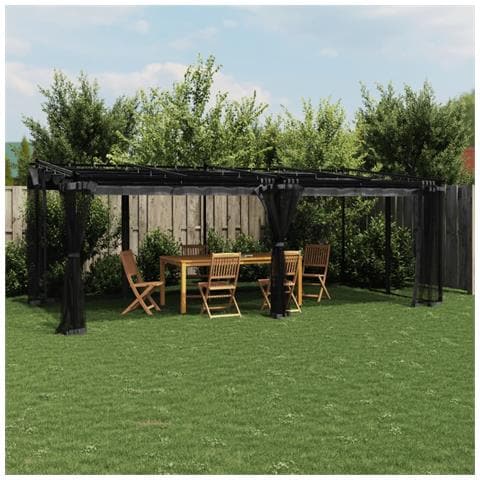 Gazebo Con Pareti In Rete Antracite 6x3 M In Acciaio - Foto 1