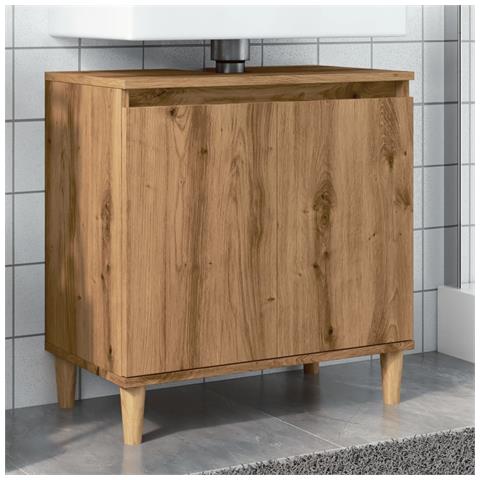 Mobile Lavabo Rovere Artigianale 58x33x60 Cm Legno Multistrato - Foto 1