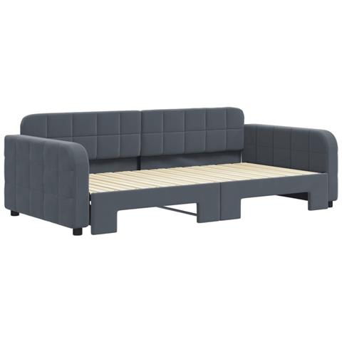 Divano Letto Con Letto Estraibile Grigio Scuro 100x200 Velluto - Foto 3