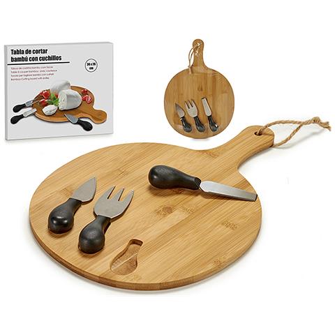 Tagliere Per Formaggio Con Manico In Bambù E Utensili - Foto 1