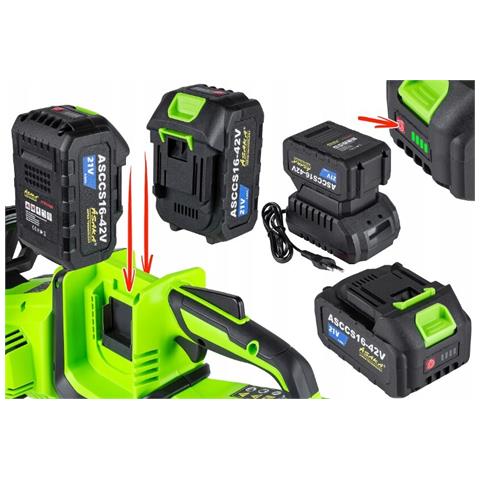 Motosega A Batteria Con 2x Li-ion 21v 4.0ah 2 X Barra 16"" (40cm) 2 X Catene E Motore Brushless, Motosega Elettrica Per Giardino - Foto 2