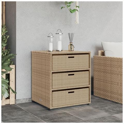 Lusso Casadino - Armadietto Portaoggetti Da Giardino Beige 55x59x69cm Polyrattan - Foto 2