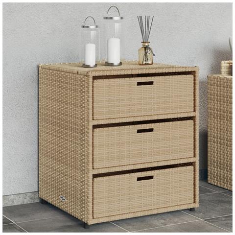 Lusso Casadino - Armadietto Portaoggetti Da Giardino Beige 55x59x69cm Polyrattan - Foto 8