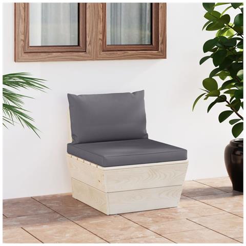 Divano Centrale Da Giardino Su Pallet E Cuscini Legno Di Abete - Foto 7