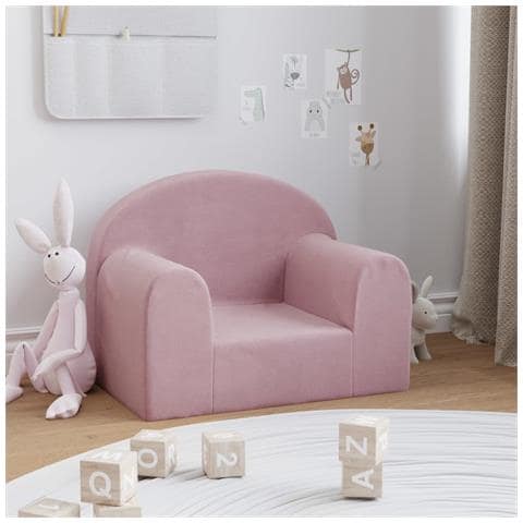 Divano Per Bambini Rosa In Morbido Peluche - Foto 7