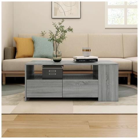 Lusso Casadino -  Tavolino Da Salotto Grigio Sonoma 102x55x42cm Legno Multistrato - Foto 8