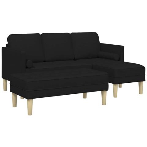 Set di divani 2 pezzi con cuscini in tessuto nero - Foto 1