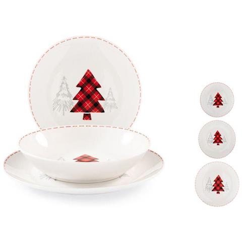 Servizio tavola natalizio 18 pezzi coupe Forest in porcellana decorata - Foto 1