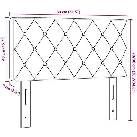 Testata letto  con bottoni in cristallo, grigio scuro, 80 cm in velluto - Foto 9