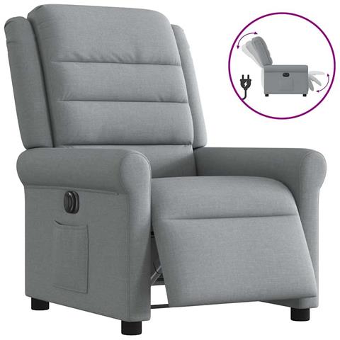 Poltrona Elettrica Reclinabile Grigio Chiaro in Tessuto - Foto 1
