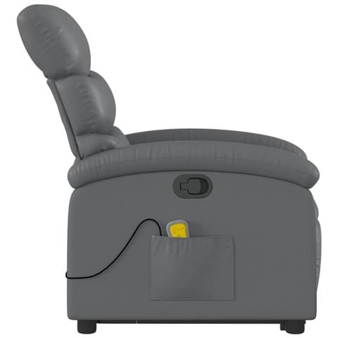 Poltrona Alzapersona Reclinabile Massaggio Grigio Similpelle - Foto 9
