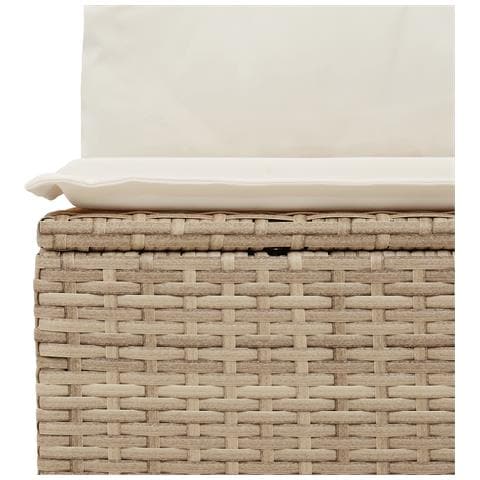 Set da pranzo da giardino 6 pezzi di con cuscini beige in rattan e acacia - Foto 9