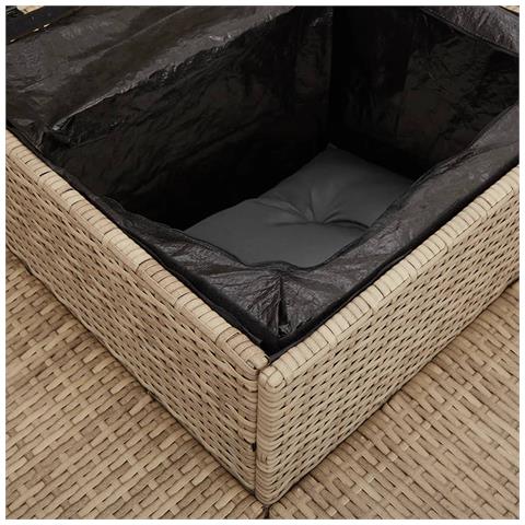 Divano da Giardino con Tavolo e Cuscini a L Beige in Polyrattan - Foto 9