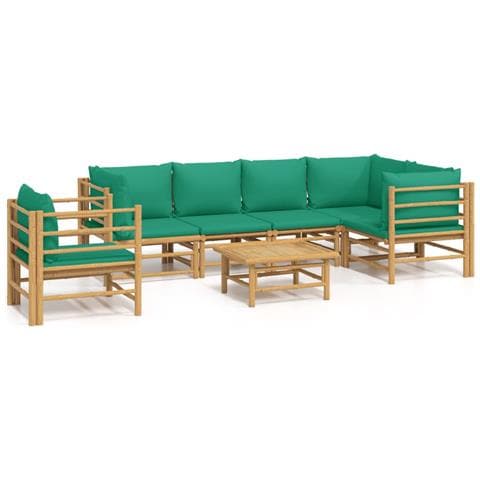 Set Salotto da Giardino 7pz con Cuscini Verdi Bambù - Foto 1