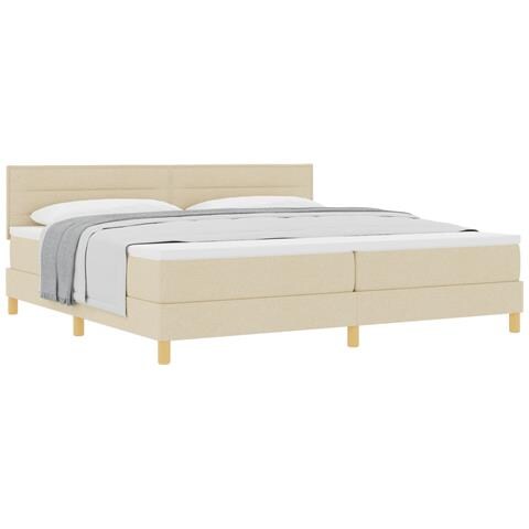 Letto a Rete con Materasso Crema 200x200 cm Tessuto - Foto 1