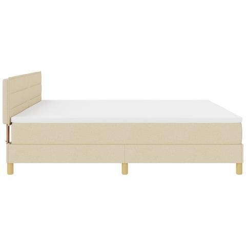 Letto a Rete con Materasso Crema 200x200 cm Tessuto - Foto 9