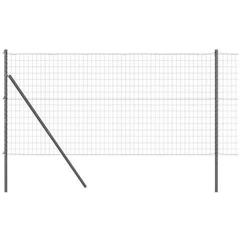 Recinzione Euro con 7 Pali 1x10 m Acciaio Zincato Grigio - Foto 1