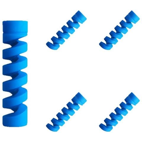 Protezione A Spirale Anti-piegatura Per Cavi Dati, Salva Cavo In Silicone, Confezione Da 5 Blue - Foto 1