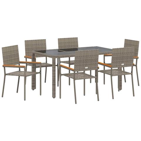 Set da Pranzo per Giardino 7 pcs Grigio 150 x 90 x 75 cm - Foto 1