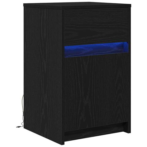 Armadio da Letto LED con cassetto Rovere nero 38 x 34 x 61 cm - Foto 1