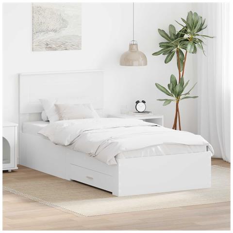 Struttura del letto Bianco 90 x 190 cm Legno multistrato - Foto 2