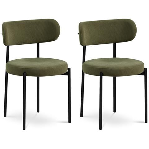 Set Di 2 Sedie Moderne Iris In Velluto A Coste Color Kaki - Foto 1