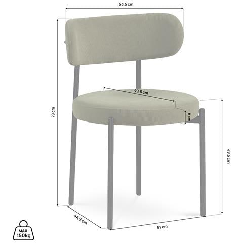 Set Di 2 Sedie Moderne Iris In Velluto A Coste Color Kaki - Foto 8
