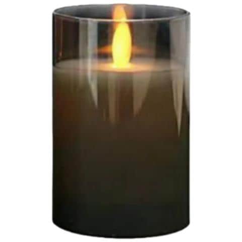 Candela Elettronica A Led Grigio Fumo Con Telecomando, Ricaricabile, Oscillante, 7.5x20cm - Foto 1