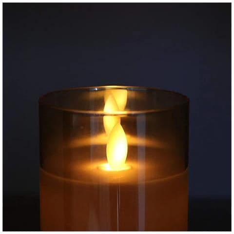 Candela Elettronica A Led Grigio Fumo Con Telecomando, Ricaricabile, Oscillante, 7.5x20cm - Foto 2