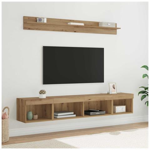 Set di Mobiletto da TV a Parete 5 pcs Rovere artigianale - Foto 2