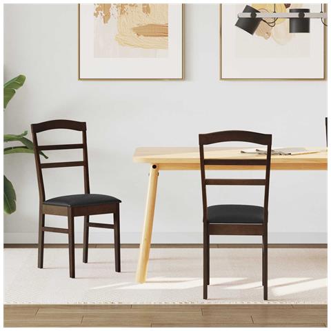 Sedia da pranzo 2 pcs Marrone chiaro e nero - Foto 2