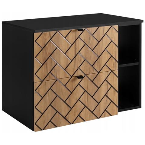 | Mobiletto 80 cm - Marron Mat - Mobili da bagno - Mobiletti - Piano di lavoro nero - Libreria - Foto 1