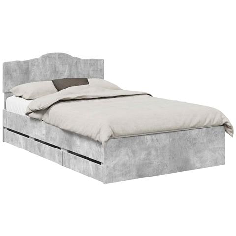 Struttura del letto con cassetto Grigio cemento 135 x 190 cm - Foto 1