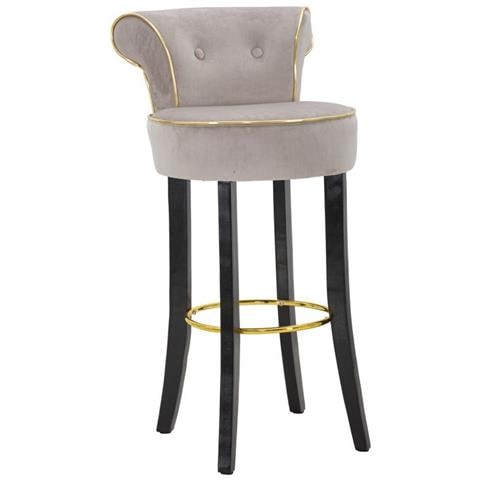 Sgabello Da Bar Luxy Grigio Con Schienale Imbottito E Gambe In Legno - Foto 1