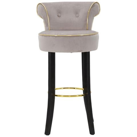 Sgabello Da Bar Luxy Grigio Con Schienale Imbottito E Gambe In Legno - Foto 2