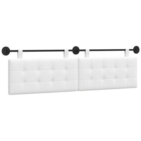 Testata appesa Bianco 190 x 55 x 5 cm Tessuto - Foto 1