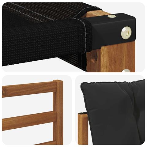 Set di divani da esterno con cuscino 6 pcs Naturale e Nero - Foto 9