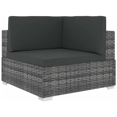 Seduta Angolare Modulare con Cuscini in Polyrattan Grigio - Foto 1