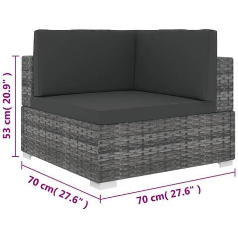 Seduta Angolare Modulare con Cuscini in Polyrattan Grigio - Foto 5
