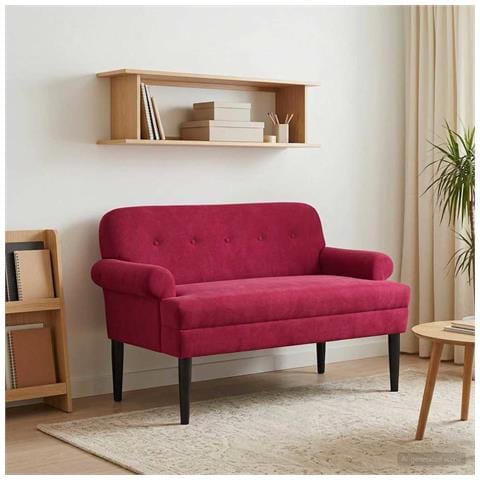 Loveseat con bottoni imbottiti Rosso Vino 120 x 66 x 78 cm - Foto 2