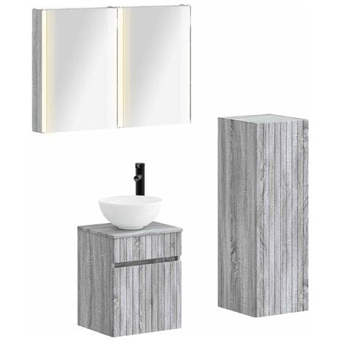 Set di mobili per il bagno 4 pcs Sonoma grigio - Foto 1