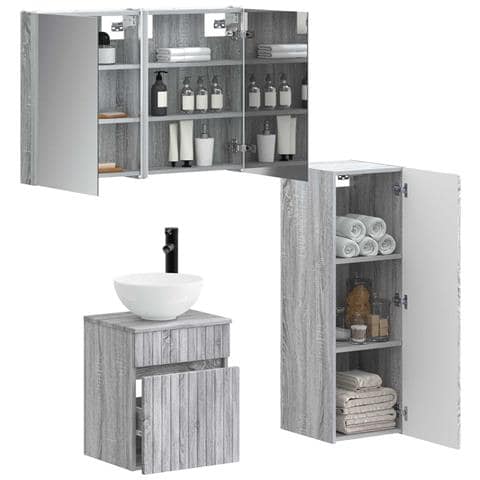 Set di mobili per il bagno 4 pcs Sonoma grigio - Foto 2
